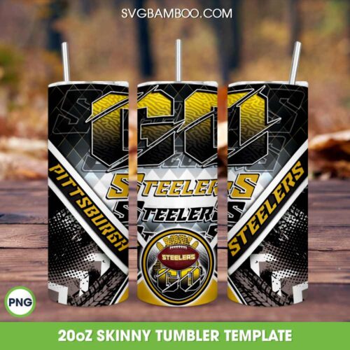 Pittsburgh Steelers Tumbler Wrap PNG, Pittsburgh Steelers Logo 20oz Skinny Tumble PNG, NFL Teams Tumbler Sublimation