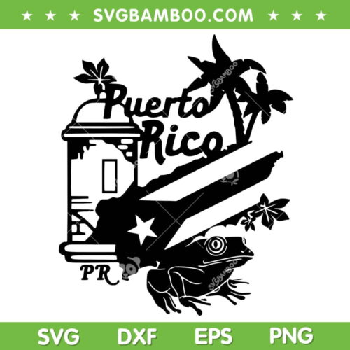 Puerto Rico Flag SVG PNG, PR Baseball Black And White SVG, Puerto Rico DXF SVG PNG EPS