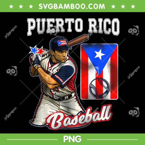 Puerto Rico Baseball Player PNG, Puerto Rico Flag Baseball PNG, Baseball Sport PNG