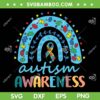 Rainbow Autism Awareness SVG PNG, Rainbow Blue Puzzle SVG, Autism Awareness Support DXF SVG PNG EPS