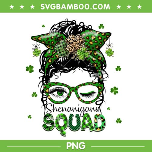 Shenanigans Squad Messy Bun PNG, Womens Lucky Leopard PNG, Shenanigans Squad PNG