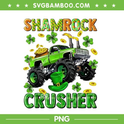St Patricks Day Monster Truck PNG, Boys Shamrock Crusher PNG, Truck Patricks Day PNG