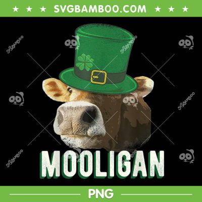St Patricks Day Mooligan Cow PNG, Funny Cow Leprechaun PNG, Mooligan Cow Hat PNG
