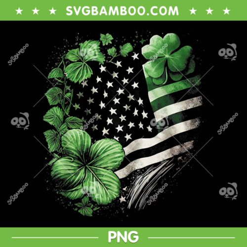 St Patricks Day Shamrock American Flag PNG, American Flag Patricks Day PNG, Irish Shamrock PNG