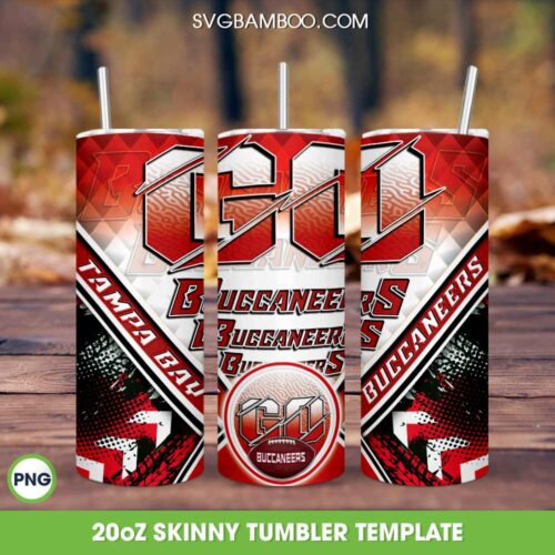 Tampa Bay Buccaneers 20oz Skinny Tumbler PNG, Tampa Bay Logo Tumbler Wrap PNG, Buccaneers Football Tumbler Sublimation