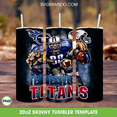 Tennessee Titans Mascot 20oz Skinny Tumbler PNG, Tennessee Titans Logo Tumbler Wrap PNG, Football Team Tumbler Sublimation