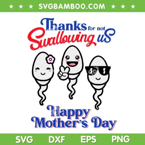 Thanks For Not Swallowing Us Happy Mother's Day SVG PNG, Funny Mothers Day SVG, Mom Life DXF SVG PNG EPS