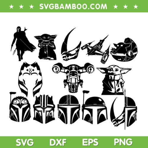The Mandalorian SVG Bundle, Star Wars Yoda SVG Bundle, Star War The Mandalorian DXF SVG PNG EPS