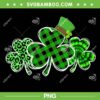 Three Leopard And Plaid Shamrocks PNG, St Patricks Day PNG, 3 Leaf Clover PNG