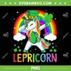 Unicorn St Patricks Day PNG, Lepricorn Rainbow PNG, Lepricorn St Patricks Day PNG