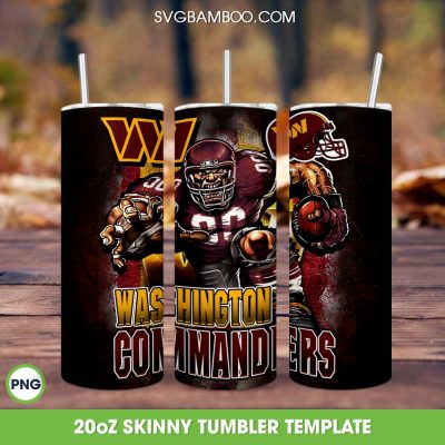 Washington Commanders Mascot 20oz Skinny Tumbler PNG, Washington Football Tumbler Wrap PNG, NFL Football Team Tumbler Sublimation