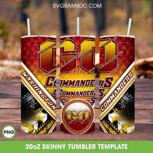 Washington Commanders 20oz Skinny Tumbler PNG, Commanders Football Tumbler Wrap PNG, Football Sports Tumbler Sublimation