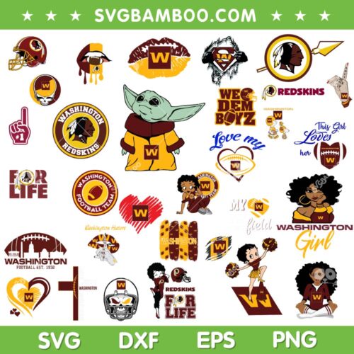 Washington Football Team SVG Bundle, Washington Logo SVG Bundle, Sports Logo DXF SVG PNG EPS