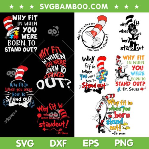 Why Fit In Autism SVG Bundle, Dr Seuss Autism SVG Bundle, Autism Awareness DXF SVG PNG EPS