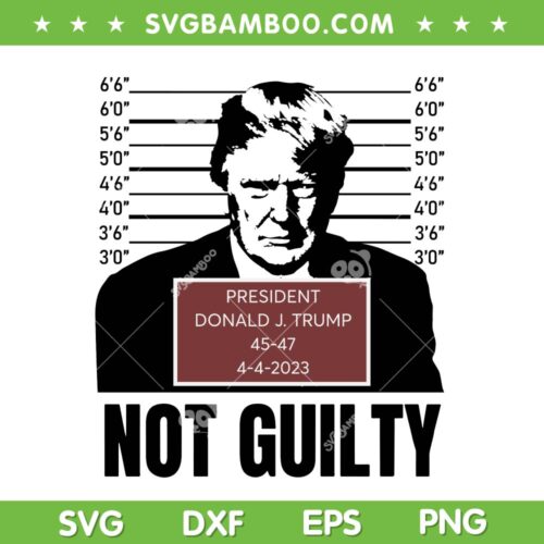 Trump Not Guilty SVG PNG, Trump Mug Shot SVG, Free Trump DXF SVG PNG EPS
