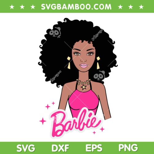 Afro Barbie Girl SVG PNG, Black Girl Barbie SVG, Afro Barbie Girl Pink DXF SVG PNG EPS
