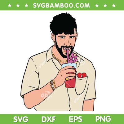 Bad Bunny Drinking SVG PNG, Bad Bunny Flower SVG, Un Verano Sin Ti DXF SVG PNG EPS