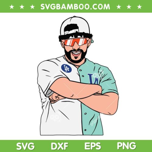 Bad Bunny Los Angeles SVG PNG, Bad Bunny Baseball SVG, Los Angeles Dodgers DXF SVG PNG EPS