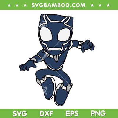 Black Panther Chibi SVG PNG, Wakanda Forever Black Panther SVG, Superhero DXF SVG PNG EPS