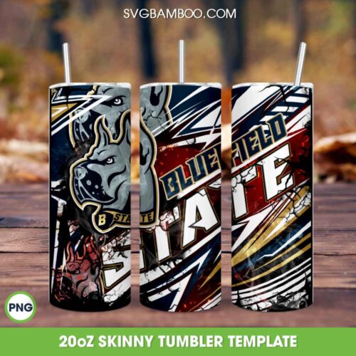 Bluefield State University Basketball Tumbler Wrap PNG, Bluefield University Athletics Tumbler Template Sublimation, HBCU Basketball 20oz Skinny Tumbler PNG