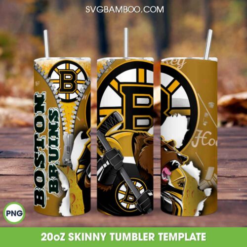 Boston Bruins 20oz Skinny Tumbler PNG, Boston Bruins Logo Tumbler Wrap PNG, NHL Boston Bruins Tumbler Template Sublimation