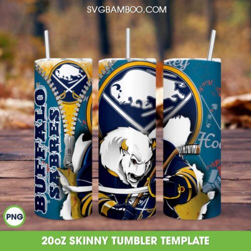Buffalo Sabres 20oz Skinny Tumbler PNG, Buffalo Sabres Zipper Tumbler Wrap PNG, NHL Teams Tumbler Template Sublimation