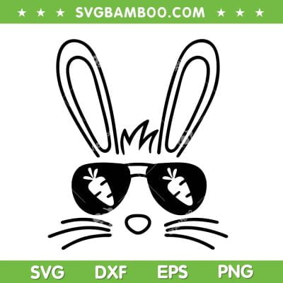 Bunny Face Easter Day Sunglasses Carrot SVG PNG, Easter Day Bunny Sunglasses SVG, Happy Easter Bunny DXF SVG PNG EPS