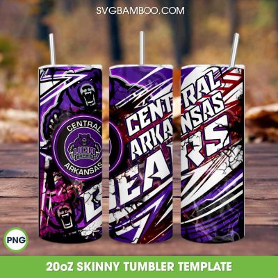 Central Arkansas Bears Basketball Tumbler Wrap PNG, Bears HBCU Basketball Tumbler Template Sublimation, University Of Central Arkansas 20oz Skinny Tumbler PNG
