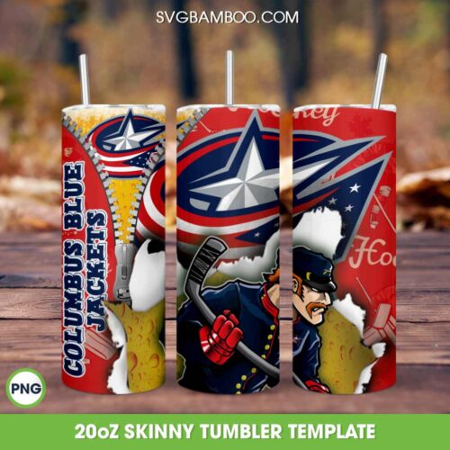 Columbus Blue Jackets 20oz Skinny Tumbler PNG, Columbus Blue Jackets Logo Tumbler Wrap, NHL Hockey Teams Tumbler Template Sublimation