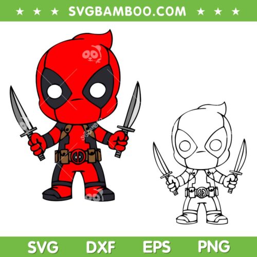 Deadpool Chibi SVG PNG, Marvel Baby Deadpool SVG, Little Deadpool DXF SVG PNG EPS