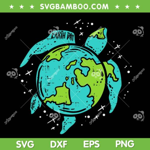 Earth Day Turtle SVG PNG, Save The Planet SVG, Sea Turtle Earth DXF SVG PNG EPS