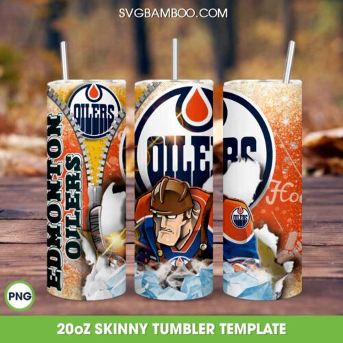 Edmonton Oilers 20oz Skinny Tumbler PNG, Edmonton Oilers Logo Tumbler Wrap, NHL Logo Tumbler Template Sublimation