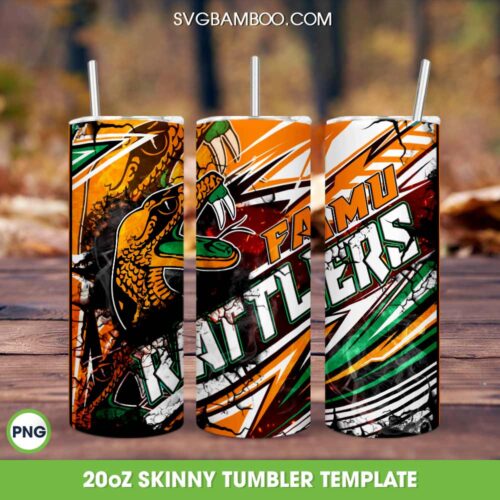 Florida AM Rattlers Basketball Tumbler Wrap PNG, FAMU Basketball Tumbler Template Sublimation, HBCU Teams 20oz Skinny Tumbler PNG