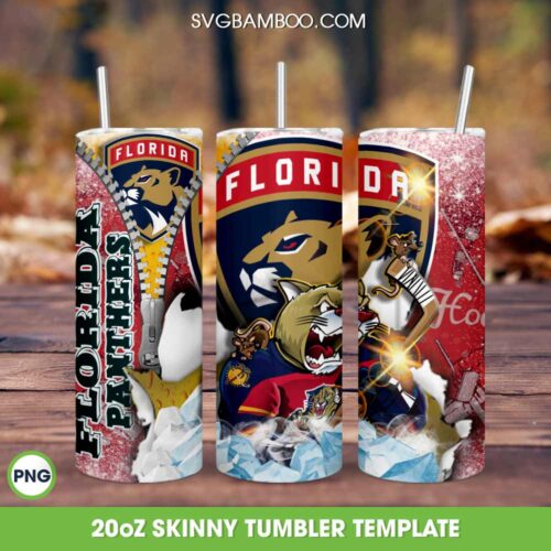 Florida Panthers 20oz Skinny Tumbler PNG, NHL Florida Panthers Tumbler Wrap, NHL Sport Florida Tumbler Template Sublimation