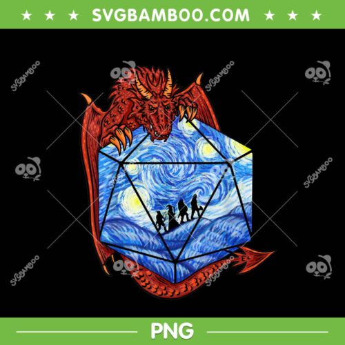 Funny Nerdy Gamer Art PNG, Dragon Starry Night PNG, Van Gogh Starry Night PNG