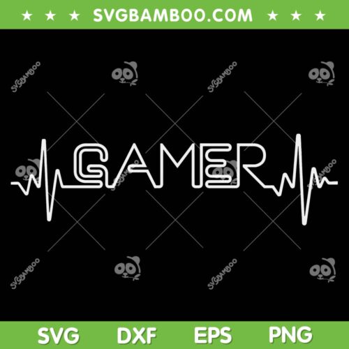 Gamer Heartbeat SVG PNG, Gaming Art SVG, Game Controller Heartbeat DXF SVG PNG EPS