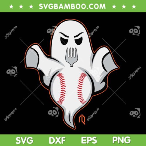 Ghost Forkball SVG PNG, Baseball Ghost SVG, Funny Football Scary DXF SVG PNG EPS