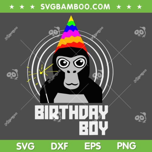 Gorilla Tag Birthday Boy SVG PNG, VR Gamer Gorilla SVG, Happy Birthday Boy DXF SVG PNG EPS