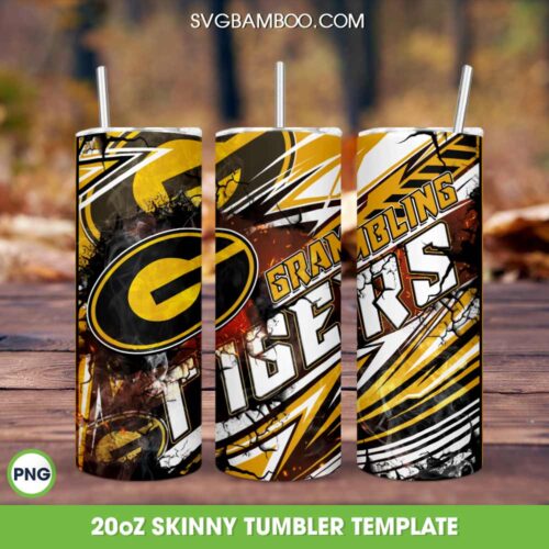 Grambling Tigers Basketball Tumbler Wrap PNG, Grambling State Tigers Tumbler Template Sublimation, HCBU Basketball Teams 20oz Skinny Tumbler PNG