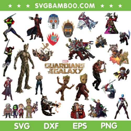 Guardians Of The Galaxy Characters PNG Bundle, Marvel Characters PNG Bundle, Guardians Galaxy DXF SVG PNG EPS