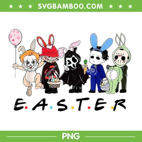 Happy Easter Horror Movie PNG, Scary Horror Bunny Hunting Eggs PNG, Funny Easter Horror Movie PNG