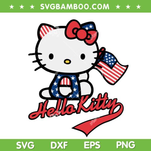 Hello Kitty 4th Of July SVG PNG, Sanrio American Flag SVG, Hello Kitty DXF SVG PNG EPS