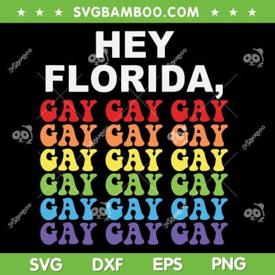 Hey Florida Say SVG PNG, Gay Pride Florida SVG, Retro Hey Florida Gay DXF SVG PNG EPS