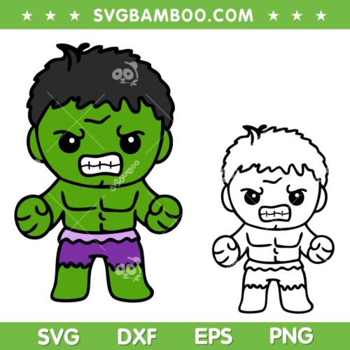 Hulk Chibi SVG, Avengers Heroes Baby Hulk SVG, Superhero Baby Hulk DXF SVG PNG EPS