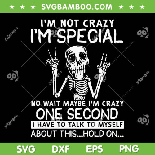 Im Not Crazy Am Special SVG PNG, Funny Skeleton Special, Skull Trending Quote DXF SVG PNG EPS