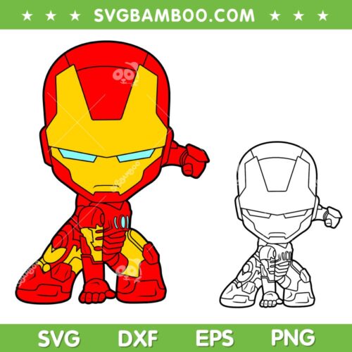 Iron Man Chibi SVG PNG, Marvel Avengers Heroes Iron Man SVG, Marvel Cartoon DXF SVG PNG EPS
