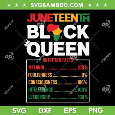 Juneteenth Black Queen SVG PNG, Nutrition Facts Black Queen SVG, Nutrition Facts DXF SVG PNG EPS