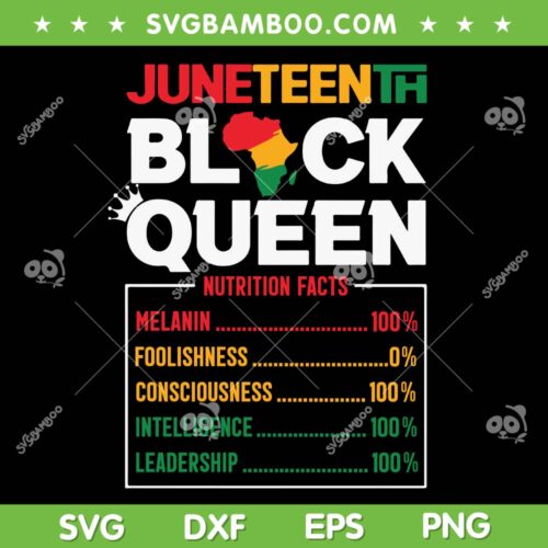Juneteenth Black Queen SVG PNG, Nutrition Facts Black Queen SVG, Nutrition Facts DXF SVG PNG EPS