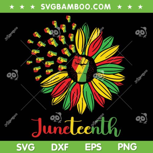 Juneteenth Sunflower SVG PNG, Freedom Hand Floral SVG, Black History Holiday DXF SVG PNG EPS