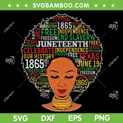 Juneteenth Afro Women 1865 SVG PNG, Juneteenth Afro Girl SVG, Black History DXF SVG PNG EPS